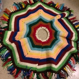 Handmade Christmas tree skirt colorful